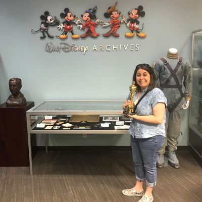 I got to pose with an Oscar at the Walt Disney Archives during a visit to the Walt Disney Studios in California