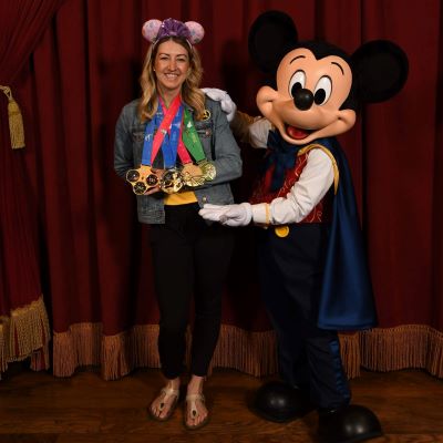 Mickey checking out the runDisney medals
