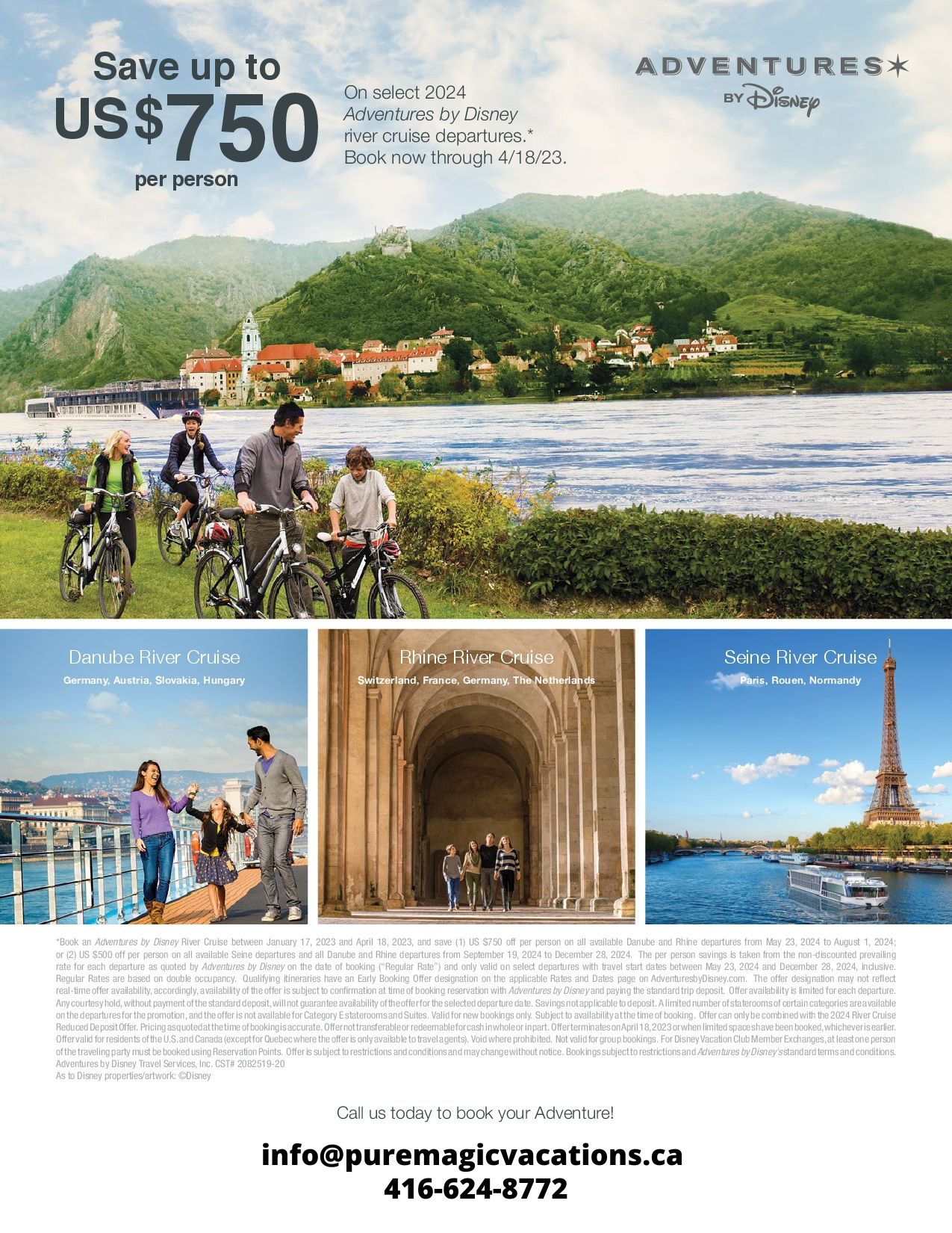 Save 750 per person on Select 2024 Adventures By Disney river cruise