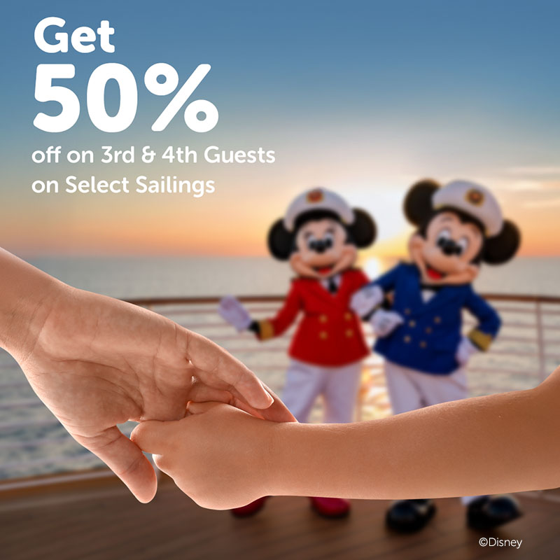 Limited Time Offer: 50% Off 3rd & 4th Guests on Select Sailings