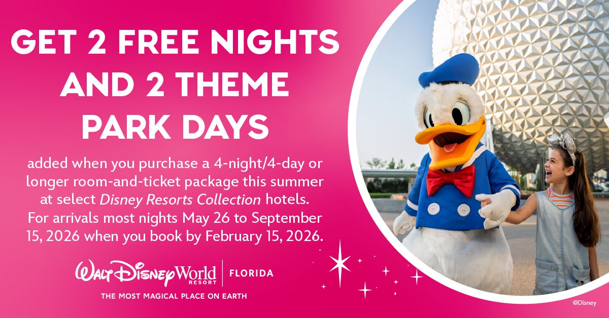 Get 2 Free Nights and Theme Park Days Added When You Purchase a Select Room-and-Ticket Package